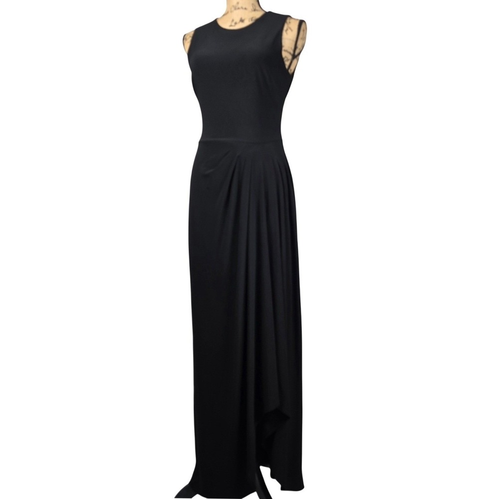 Classy Lauren Ralph Lauren Black Sleeveless Maxi Dress Cascade Ruffle Size 4